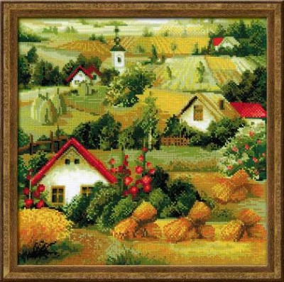 RL1569 Riolis Kit Serbian Landscape 15.75" x 15.75"; White Aida; 10ct 