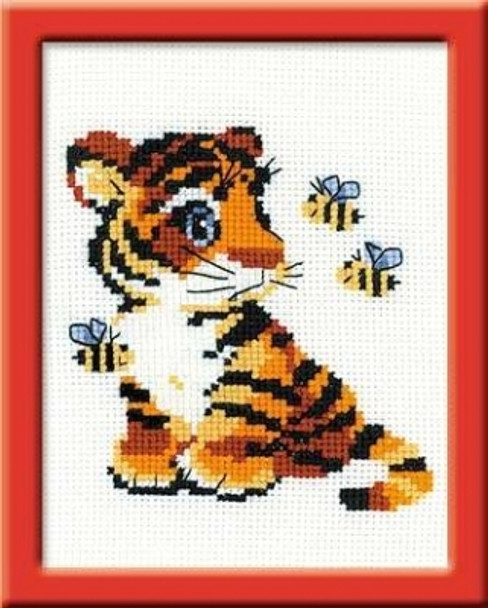 RLHB92 Riolis Cross Stitch Kit Stripies 6" x 7"; White Aida; 10ct 