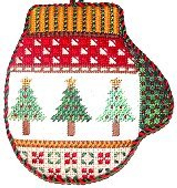 PP580AA Three Pine Trees  MITTEN 4 ½” tall 18 Mesh Includes Stitch Guide Painted Pony Designs!