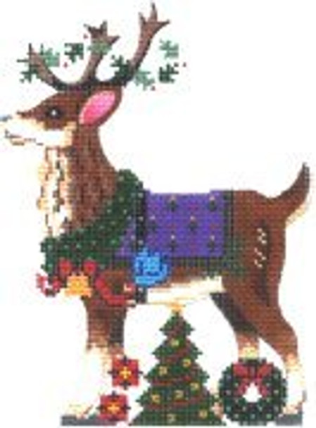 PP550BE Medium Reindeer  Greenery 18 Mesh  5"x 7" Painted Pony Designs