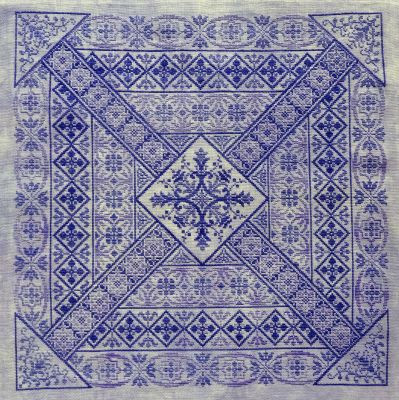 NE040 Shades of Indigo Stitch Count: 249 x 249 With Silk Pack Northern Expressions
