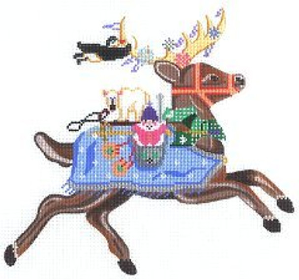 PP550AI Blitzen 7" x 8" 18 Mesh  REINDEER With Stitch Guide Painted Pony Designs