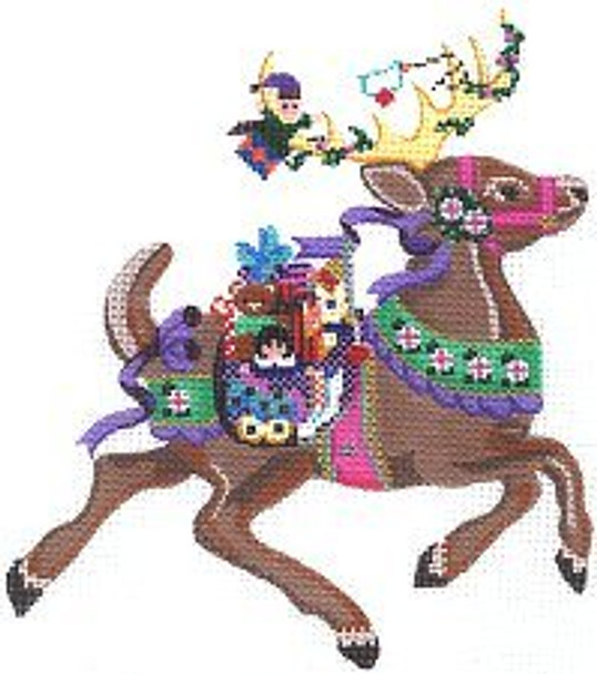 PP550AE Vixen REINDEER 8" x 7" 18 Mesh With Stitch Guide Painted Pony Designs