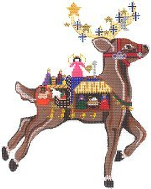 PP550AF Comet REINDEER 8" x 7"  18 Mesh With Stitch Guide Painted Pony Designs