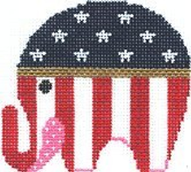 PP476AB Republican Elephant 3.25" x 3" 18 Mesh With Stitch Guide Painted Pony Designs