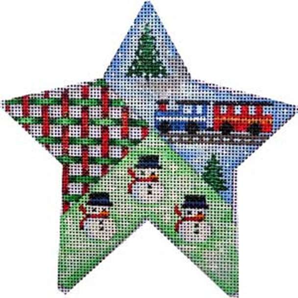 CT-1717 Train Snowman Star 4.75x5 18 Mesh Associated Talents