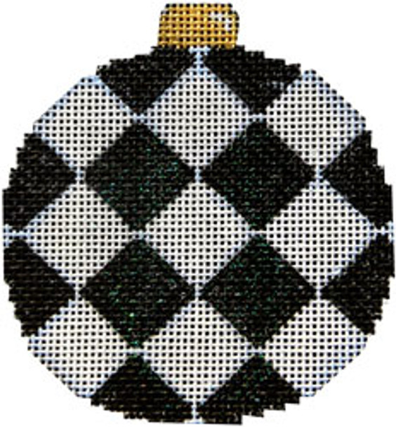 CT-1819BL Ball Orna. Harlequin Black 3.25x3.25 18 Mesh Associated Talents