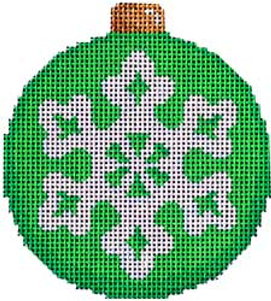 CT-1816 Snowflake on Green Ball Ornament 3.25x3.25 18 Mesh Associated Talents