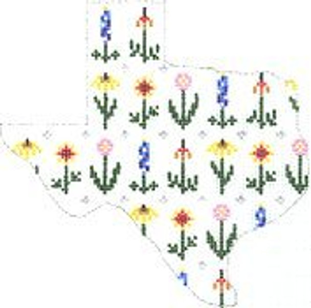 PP477AA Texas Shape With Wildflowers 18 Mesh Painted Pony Designs