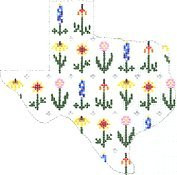 (PPD) PP477AA Texas Shape With Wildflowers 18 Mesh Painted Pony Designs