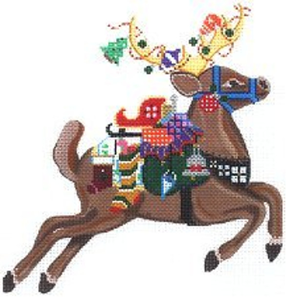 PP550AB Dasher REINDEER  8" x 7"  18 Mesh With Stitch Guide Painted Pony Designs!=