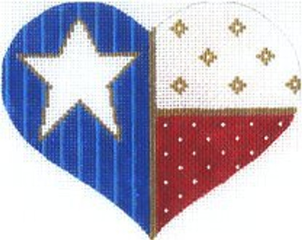 (PPD) PP475TX Heart Texas Flag Lone Star Flag 4 x 5 With Stitch Guide 18 Mesh Painted Pony Designs