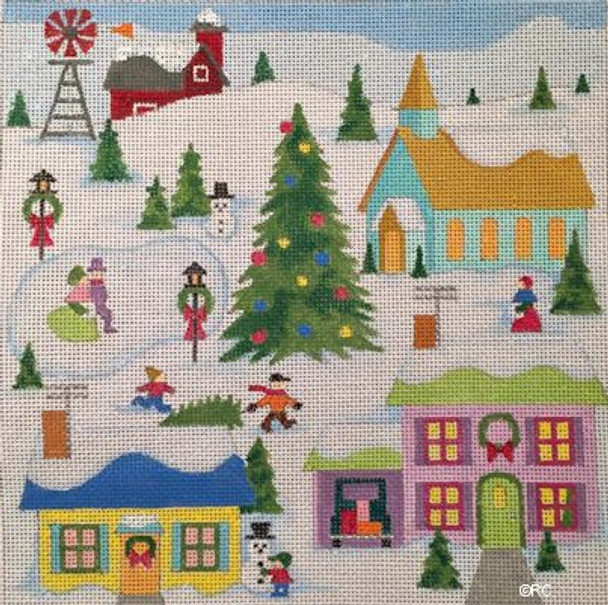 HO1408 Raymond Crawford Designs CHRISTMAS VILLAGE 8 x 8, 18 Mesh