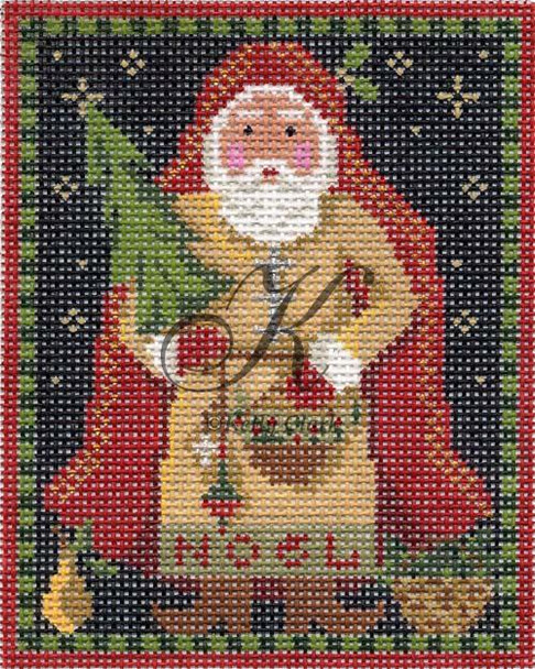 KCN120 Nordic Noel Santa 3.75" x 4.5", 18 Mesh  Mesh KELLY CLARK STUDIO, LLC