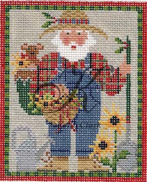 KCN1318 Gardening Santa 3.75" x 4.5", 18 Mesh KELLY CLARK STUDIO, LLC