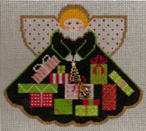 (PPD) PP996FU Angel With Charms Piles of Presents (black) 18 Mesh 5.25 x 4 Painted Pony Designs