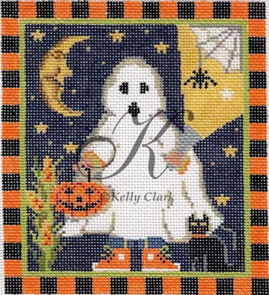 KCN95-18 The Ghostly Treater 5"2 x 5.75"h 18 Mesh With Stitch Guide KELLY CLARK STUDIO, LLC