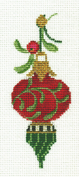 KCV113 Petite Victorian Ornament: Burgundy Double Teardrop  2.25" x 4.75", 18 Mesh KELLY CLARK STUDIO, LLC