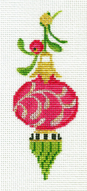 KCV115 Petite Victorian Ornament: Pink Double Teardrop 2.25" x 4.75", 18 Mesh KELLY CLARK STUDIO, LLC