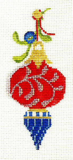 Ornament Patriotic Collection KCV118 Petite Victorian Ornament: Red, White & Blue Double Teardrop 2.25" x 4.75", 18 Mesh KELLY CLARK STUDIO, LLC