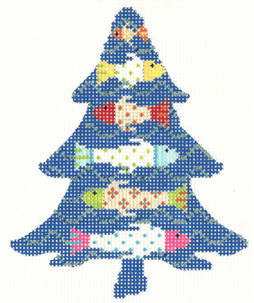 Tree KCNT36-18 Funky Fish Tree 3.75” x 4.5”| 18 Mesh With Stitch Guide KELLY CLARK STUDIO, LLC