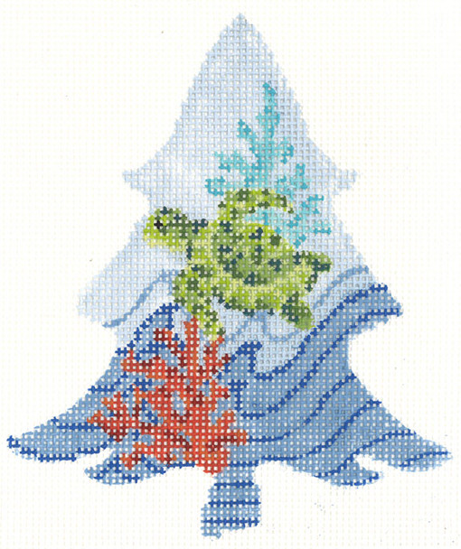Tree KCNT41-18 Sea Turtle Tree 3.75" x 4.5" 18 Mesh With Stitch Guide and Thread Kit KELLY CLARK STUDIO, LLC