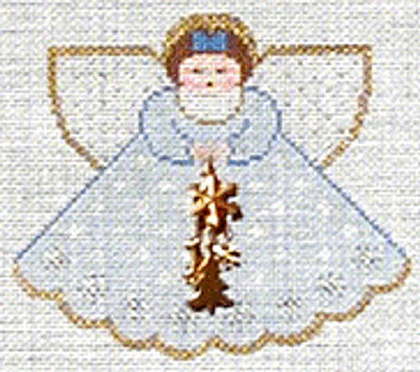 PP912 Angel With Charms Winter Holiday (Light Blue) 5.25x4.5 18 Mesh Painted Pony Designs