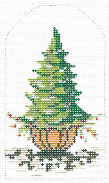 KWV02-18 Pine-in-a-Pot 2.5" x 4.5", 18 Mesh With Stitch Guide KELLY CLARK STUDIO, LLC