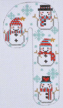 CH-246 Snowmen Candy Cane 2 ¾ x 5 ¼ 18 Mesh CH Designs