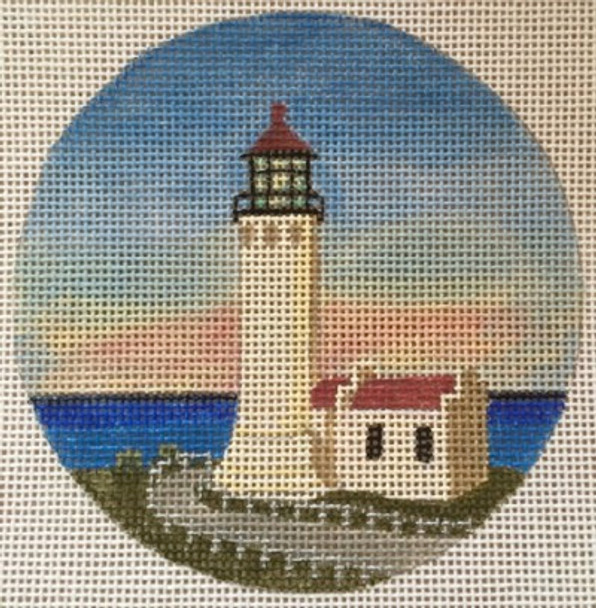 7153  North Head Light  Ilwaco, Washington 4" round, 18 mesh Purple Palm Designs
