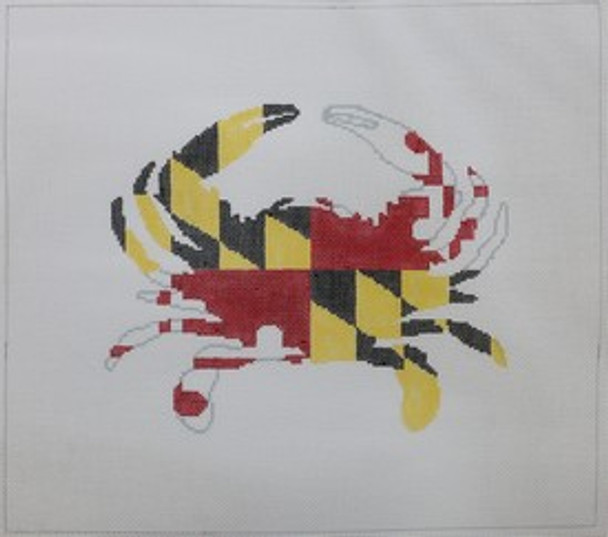 P104 Maryland Crab Pillow 12 x 12 18 Mesh Kristine Kingston Needlepoint Designs