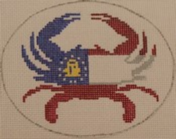 OCR102 Georgia State Flag Crab 5 x 4 18 Mesh Kristine Kingston Needlepoint Designs