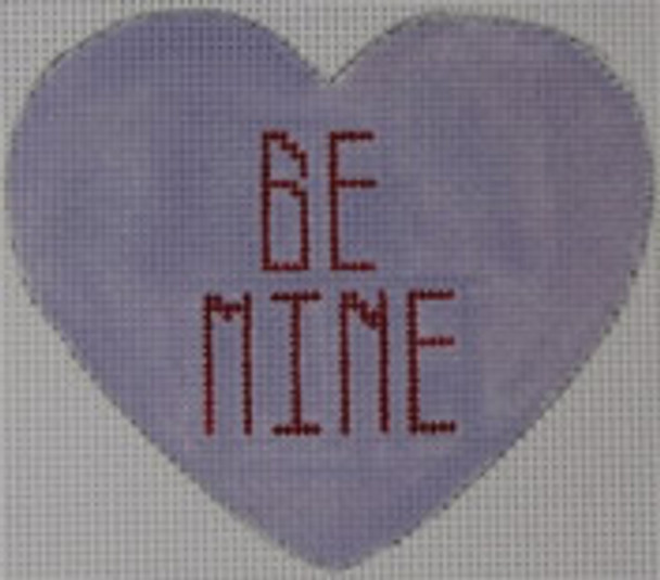 CH101 Conversation Heart - Be Mine on Purple 3.75 x 3.5 18 Mesh Kristine Kingston Needlepoint Designs