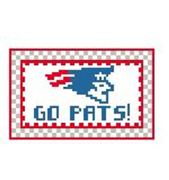 TL275 NE Patriots Go Pats! 3.5 x 2 18 Mesh Kathy Schenkel Designs