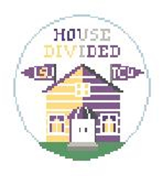 BT271A House Divided LSU and TCU  4" diameter Kathy Schenkel Designs 18 Mesh