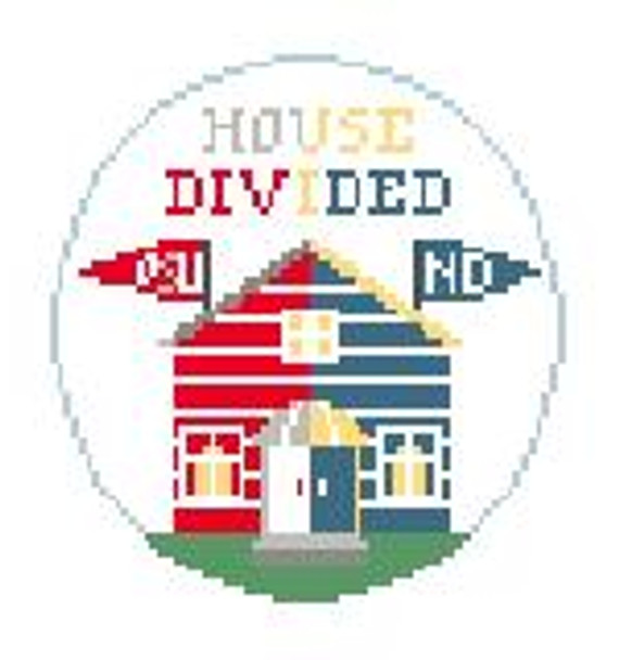 BT270T House Divided OSU/Notre Dam  4" diameter Kathy Schenkel Designs 18 Mesh