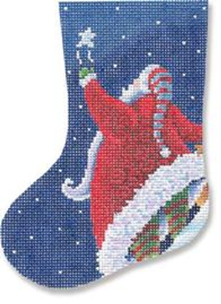 MN-SX 01 Santa w/ Star 5.5 18  Mesh  Michele Noiset Mini Stocking