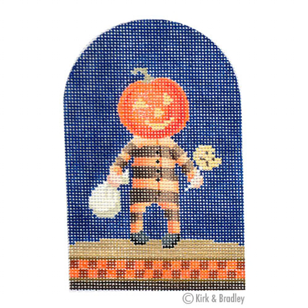 KB 1243 Trick-or-Treater- Pumpkin 3.25" x 5" 18 Mesh Kirk And Bradley Designs