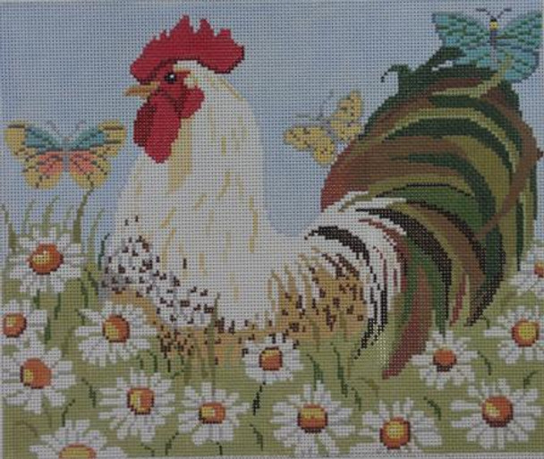 SW109 Rooster with Daisies 10 x 12 13 Mesh Birds Of A Feather