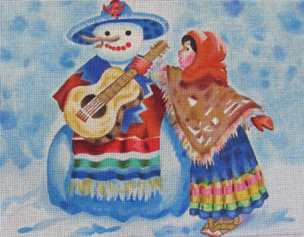 YL-28 Yolanda Sundance Designs Musical Snowman 18 Mesh 10 x 8 