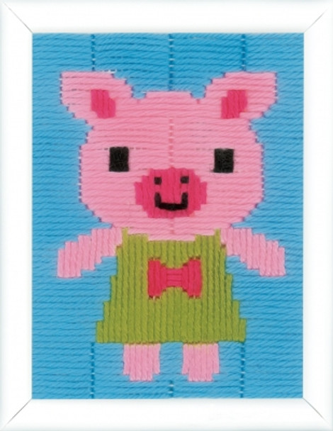 PNV163442 Vervaco Pig in Dress Long Stitch 5" x 6.4" 