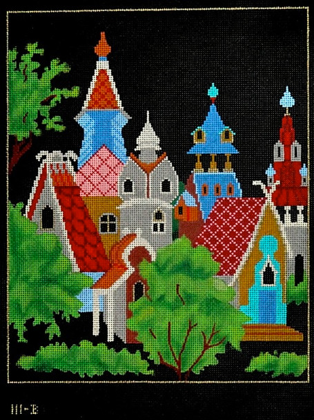 111	B - Paleckh Russian Village	8x10 18 black Mesh Tapestry Fair