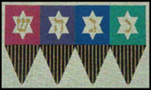 143	Large Jeweled Dreidel	5.5h 13 Mesh Tapestry Fair