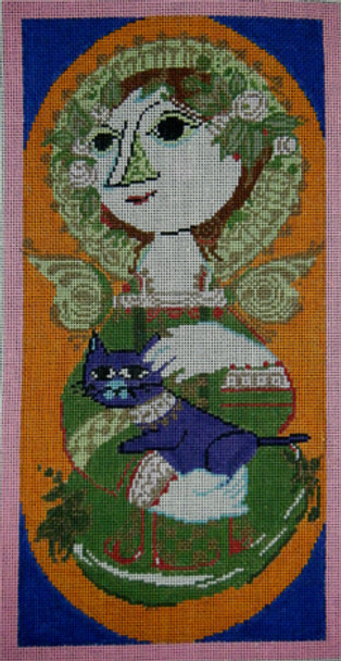 354	Angel with Cat	8.5x16.5 13 Mesh Tapestry Fair