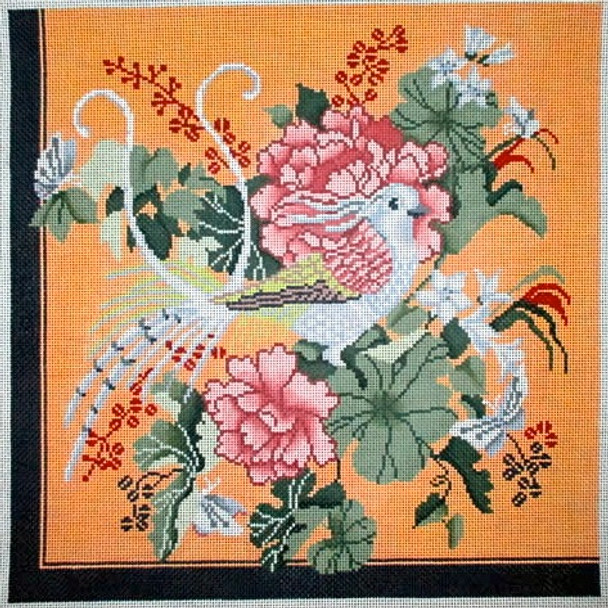 523	 Peonies & Dove	15x15 13 Mesh Tapestry Fair