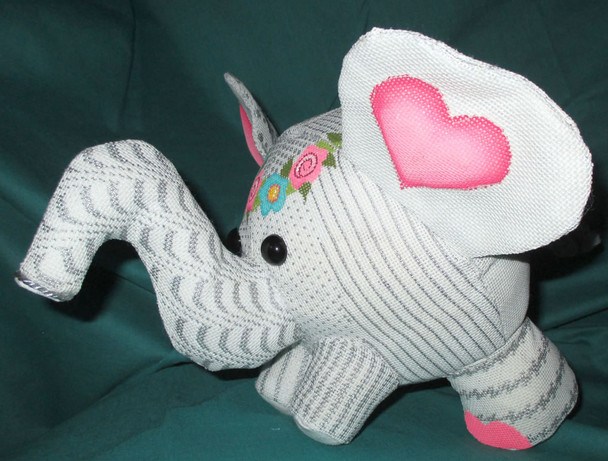 837 S - Girl Bubble Elephant - Silver approx. 7"h  18 Mesh Tapestry Fair Canvas Only Shown Finished