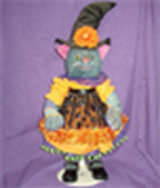 923	Witch Cat	12"h  13 Mesh Tapestry Fair Canvas Only Shown Finished