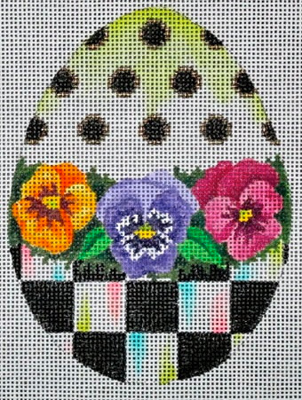 1096	Black & White Egg-Pansies	5"h	18 Mesh Tapestry Fair