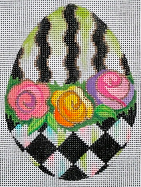 1095	Black & White Egg-Rose	5"h		18 Mesh Tapestry Fair
