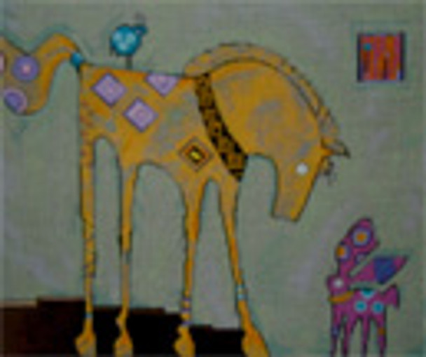 1084 Painted Horse and Friends	13x11	18 sage  Mesh Tapestry Fair